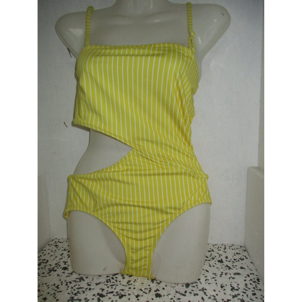 Solid & Striped The Cameron Swimsuit Yellow/White Striped XS NWOT